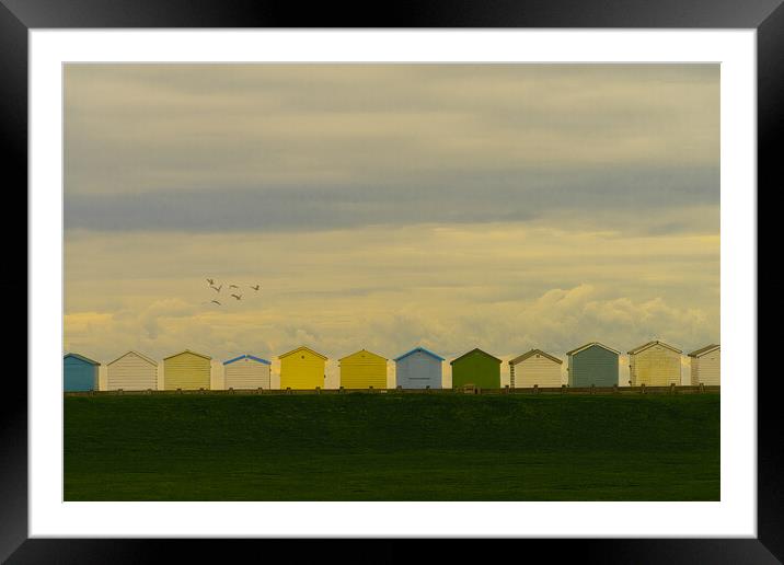 Beach Huts At Lancing Seafront Framed Mounted Print by Chris Lord