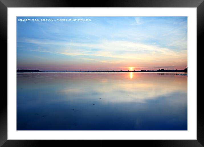 Reflecting Sunset over Poole Harbour Framed Mounted Print by paul cobb