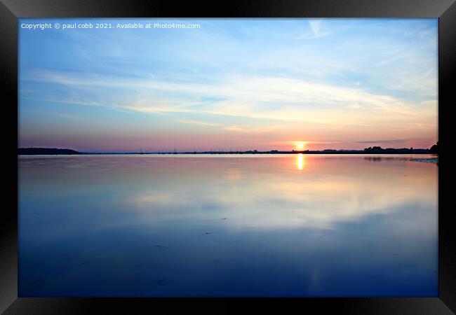 Reflecting Sunset over Poole Harbour Framed Print by paul cobb