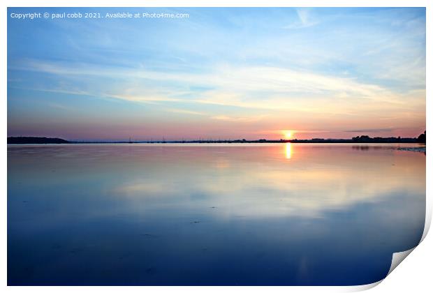 Reflecting Sunset over Poole Harbour Print by paul cobb