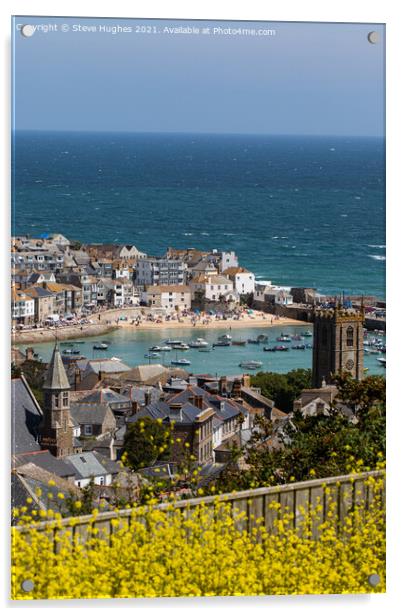 Looking down on St Ives Acrylic by Steve Hughes