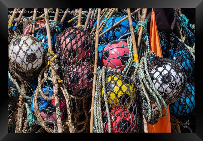 Footballs used as fishing floats Framed Print by Steve Hughes