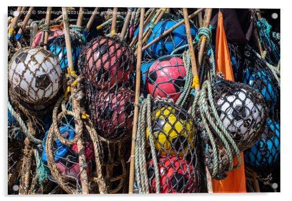 Footballs used as fishing floats Acrylic by Steve Hughes