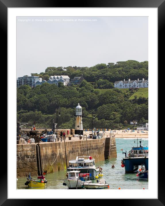 St Ives harbour wall Framed Mounted Print by Steve Hughes