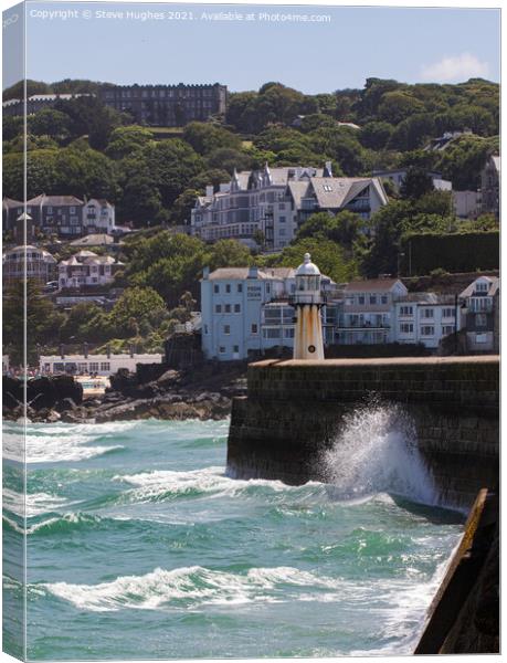 St Ives Harbour wall Canvas Print by Steve Hughes