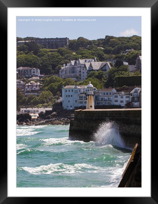 St Ives Harbour wall Framed Mounted Print by Steve Hughes