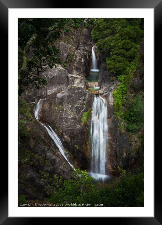 Arado waterfall, Portugal Framed Mounted Print by Paulo Rocha