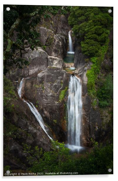 Arado waterfall, Portugal Acrylic by Paulo Rocha