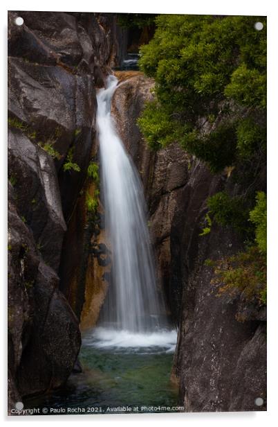 Arado waterfall, Portugal Acrylic by Paulo Rocha