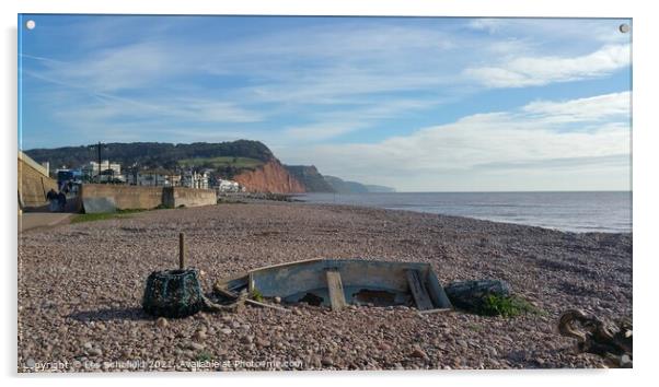 Majestic Sidmouth Beach Acrylic by Les Schofield