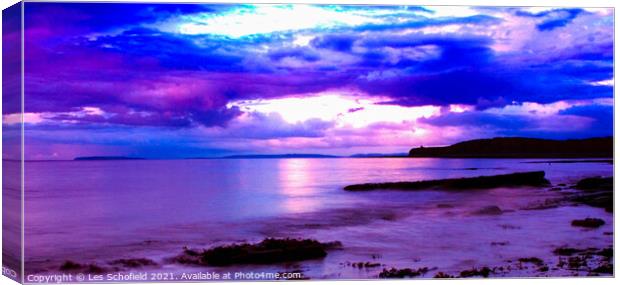 Majestic Sunset over Kilve Canvas Print by Les Schofield