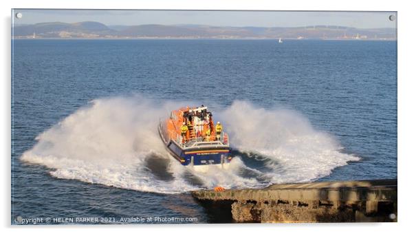 Mumbles Lifeboat to the Rescue Acrylic by HELEN PARKER