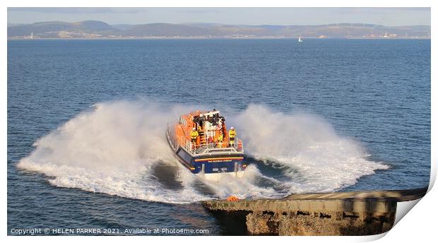 Mumbles Lifeboat to the Rescue Print by HELEN PARKER