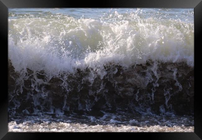 Powerful Rolling Surf Framed Print by HELEN PARKER