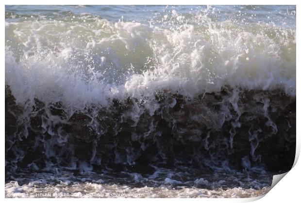 Powerful Rolling Surf Print by HELEN PARKER