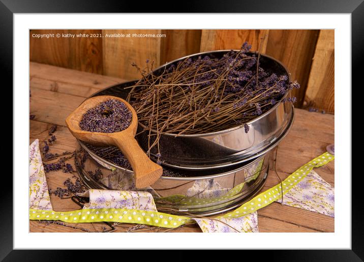 Cornwall dried Lavender;  Framed Mounted Print by kathy white