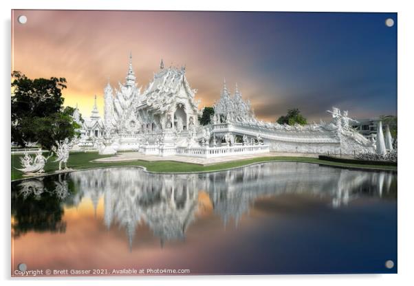 White Temple Chiang Rai  Acrylic by Brett Gasser