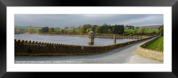 Lower Laithe Reservoir Haworth Panoramic Framed Mounted Print by Diana Mower