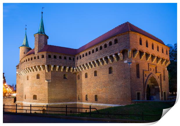 Krakow Barbican At Dusk Print by Artur Bogacki