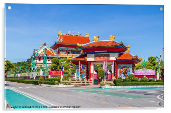 A Chinese Temple in Thailand Southeast Asia Acrylic by Wilfried Strang