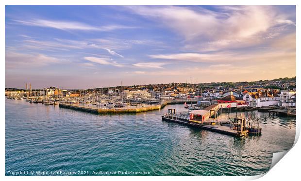 Cowes Yacht Haven and Red Jet Terminal Print by Wight Landscapes