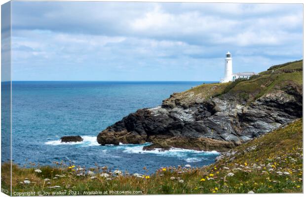 The lighthouse at Trevose Head, North Cornwall, UK Canvas Print by Joy Walker