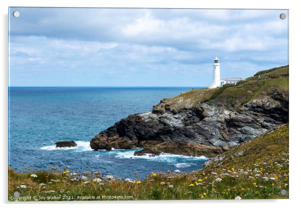The lighthouse at Trevose Head, North Cornwall, UK Acrylic by Joy Walker