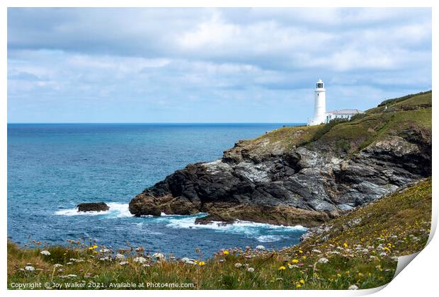 The lighthouse at Trevose Head, North Cornwall, UK Print by Joy Walker