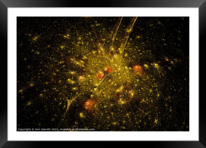 Fractal Golden Fireworks Framed Mounted Print by Ann Garrett