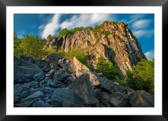 Natural mountain sport climbing andesite wall in S Framed Mounted Print by Andrea Obzerova