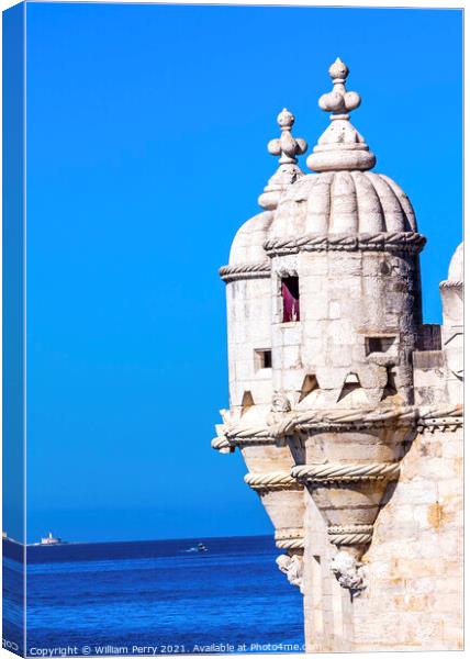 Tagus River Belem Tower Torre Portuguese Symbol Lisbon Portugal Canvas Print by William Perry