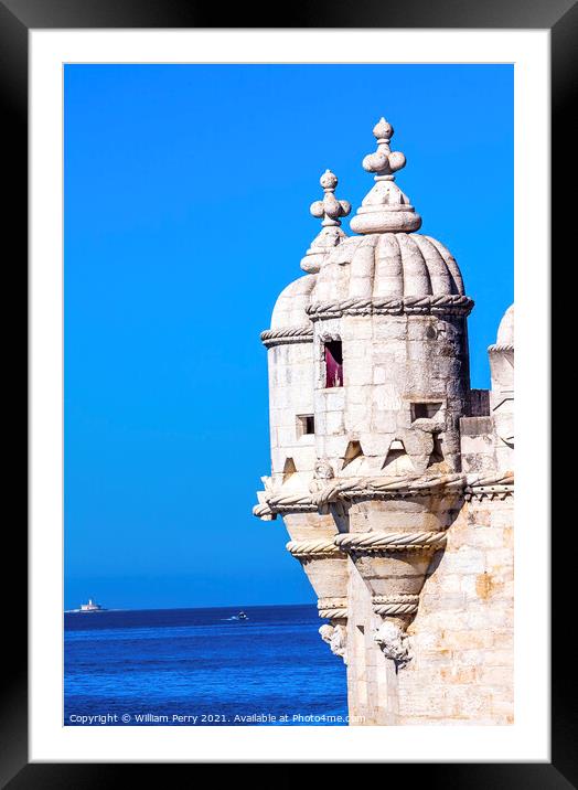 Tagus River Belem Tower Torre Portuguese Symbol Lisbon Portugal Framed Mounted Print by William Perry