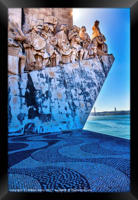 Monument to Diiscoveries Explorers Tagus River Belem Lisbon Port Framed Print by William Perry