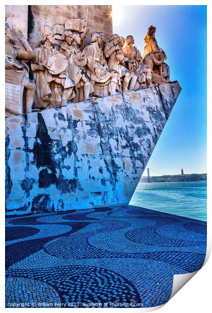 Monument to Diiscoveries Explorers Tagus River Belem Lisbon Port Print by William Perry