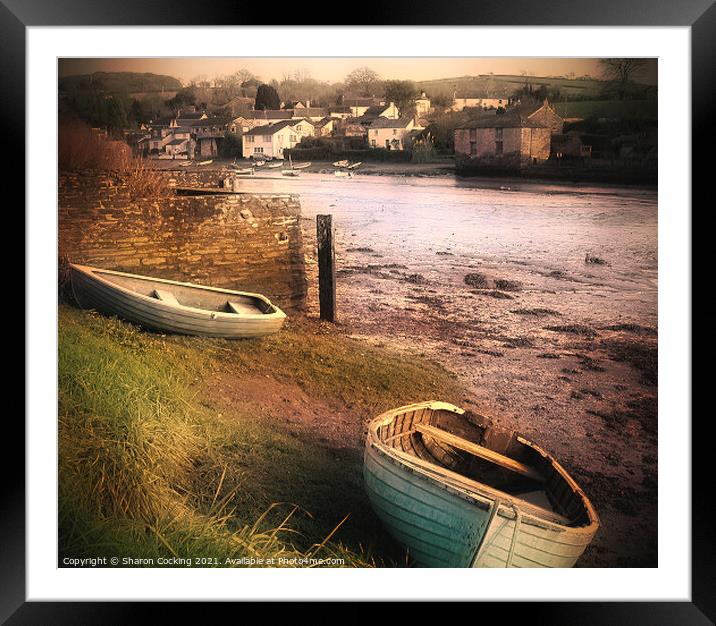 Lerryn, Cornwall. Boats Framed Mounted Print by Sharon Cocking