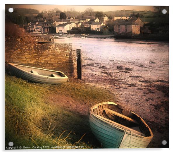 Lerryn, Cornwall. Boats Acrylic by Sharon Cocking