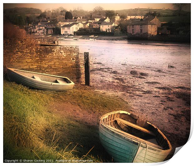 Lerryn, Cornwall. Boats Print by Sharon Cocking