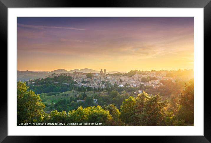 Urbino city at sunset. Italy Framed Mounted Print by Stefano Orazzini