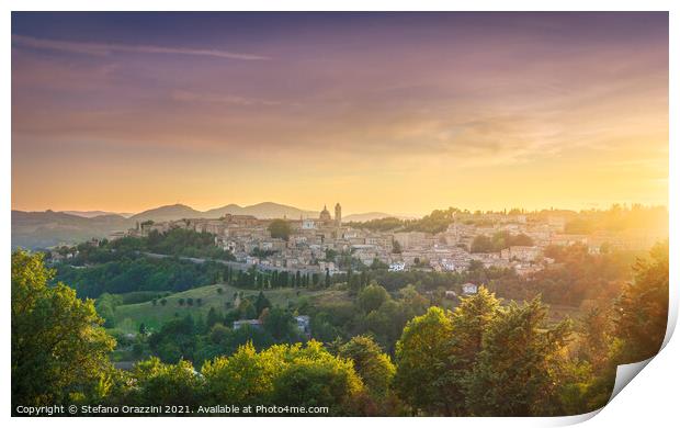 Urbino city at sunset. Italy Print by Stefano Orazzini