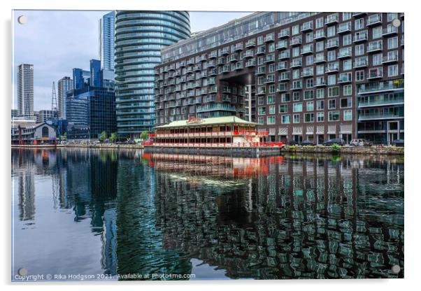 Architecture reflections, Canary Wharf, London Acrylic by Rika Hodgson