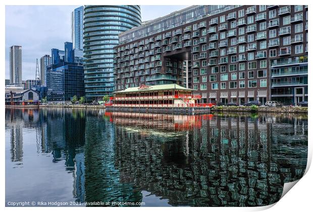 Architecture reflections, Canary Wharf, London Print by Rika Hodgson
