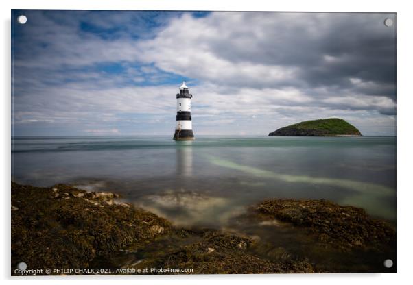 Penmon lighthouse Anglesey 555 Acrylic by PHILIP CHALK