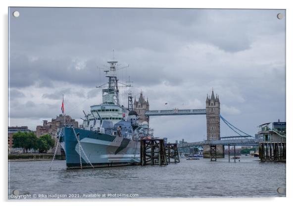 War Ship, Tower of London, UK Acrylic by Rika Hodgson