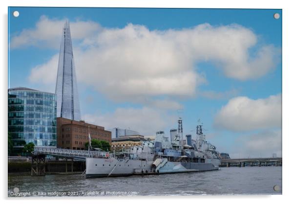 WW2 Battle Ship, The Shard, London, UK Acrylic by Rika Hodgson