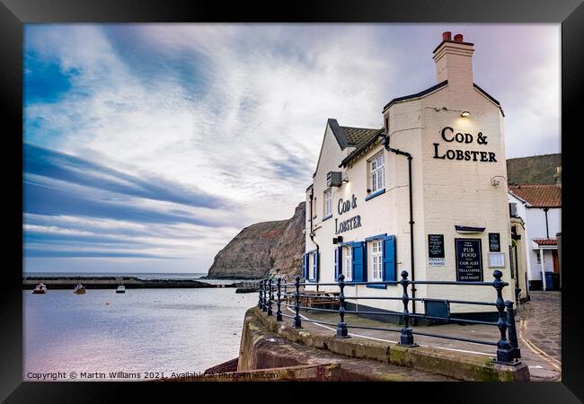 Cod and Lobster Pub in Staithes, North Yorkshire Framed Print by Martin Williams