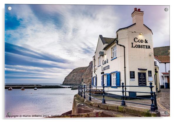 Cod and Lobster Pub in Staithes, North Yorkshire Acrylic by Martin Williams