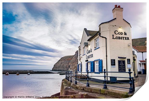 Cod and Lobster Pub in Staithes, North Yorkshire Print by Martin Williams