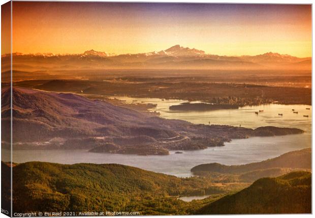 Vancouver and Mt Baker grunge aerial view Canvas Print by Eti Reid