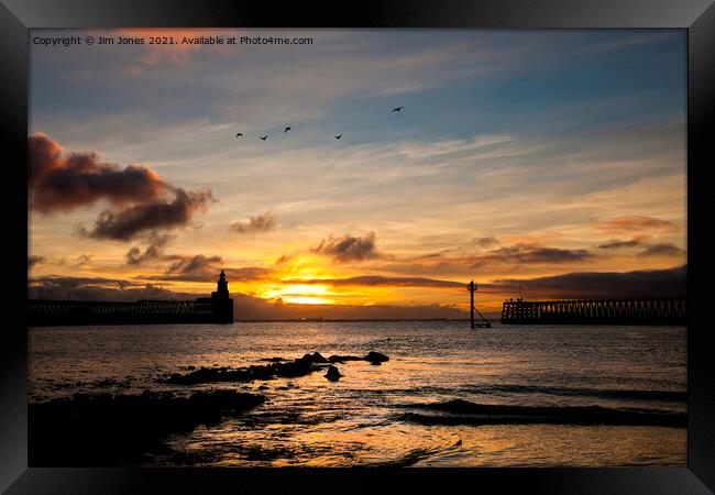 November sunrise between the Piers Framed Print by Jim Jones