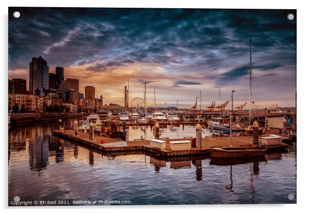 Seattle marinescape. Acrylic by Eti Reid